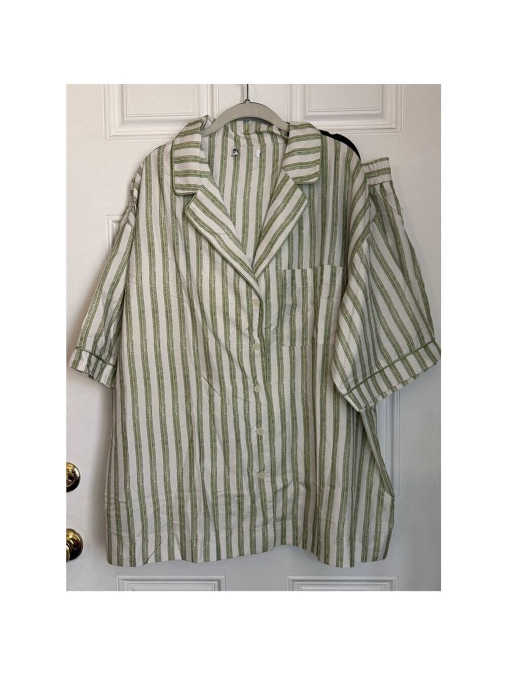 Princess Polly Striped Pajama Shorts Set Size 16 Green and White - Picture 4 of 11